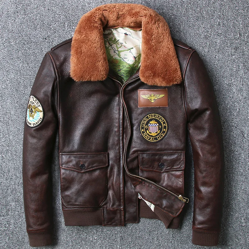 

Restore Ancient Ways Air Force Pilot Lear Jacket G1 Head Layer Cowhide Flight Suit More Standard Lear Lear Motorcycle Suit Man
