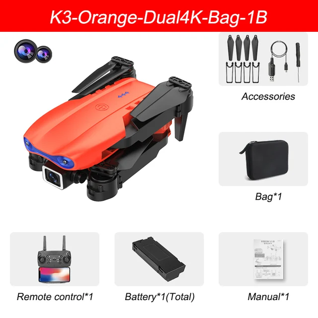 XKJ Mini RC Drone 4K Profesional FPV Foldable Quadcopter Wide Angle Hd Dual Camera  Wifi Real-Time Transmission Helicopter Toys