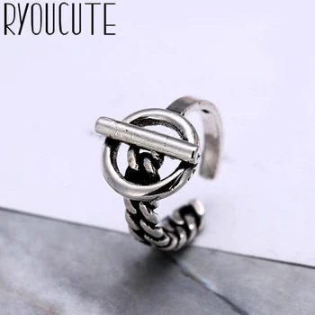 

Boho Vintage Silver Color Circle Rings for Women Lover Finger Ring Valentines Day Gifts