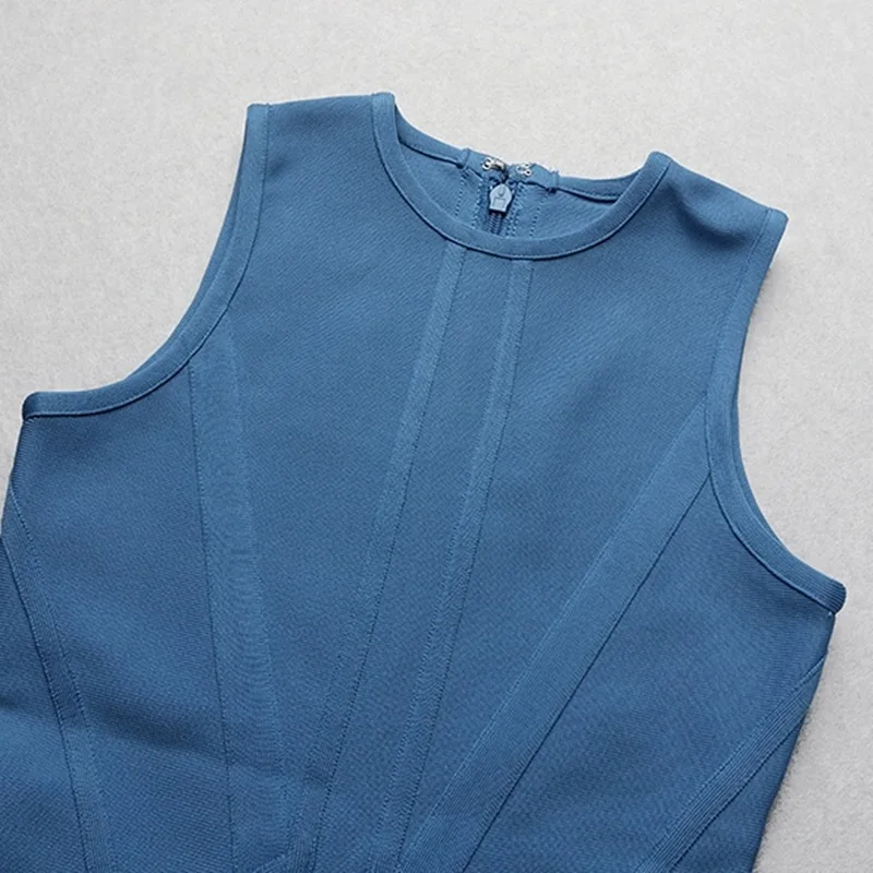 VC 2020 горячее новое шикарное Полосатое сексуальное платье без рукавов с круглым