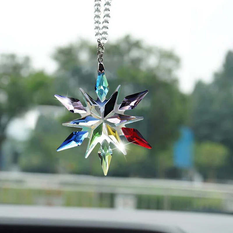 Crystal Snowflake Car Pendant Ornament  – Clear Edition Auto Interior Decoration Accessory