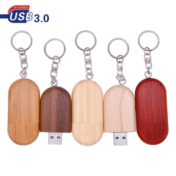 

LOGO Customized Walnut Wooden Pen Drive Usb 3.0 Flash Drive Memory Stick Pendrive 4G 8GB 16GB 32GB 64GB Metal Keychain Bulk Gift