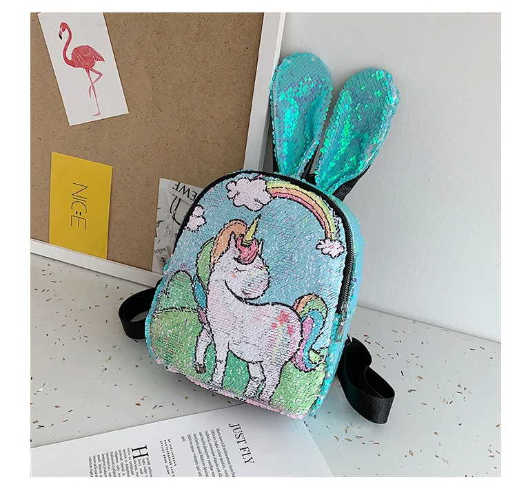 Рюкзак с разноцветными блестками и изображением единорога для девочек, голографическая школьная сумка, блестящий школьный маленький рюкзак, Детский Рюкзак Mochila