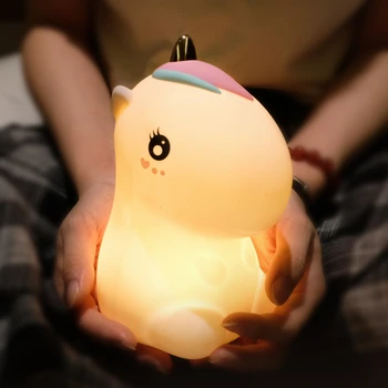 

LED Lamps 3D Unicorn Silicon Night Light Children Toys Lamp LED Veilleuse Enfant LED Nachtlampje USB Recharge Cartoon Lighting