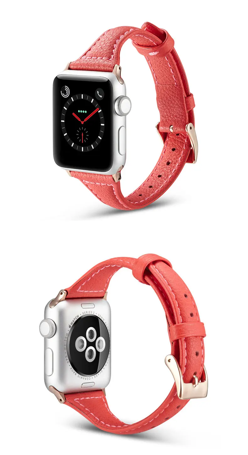 Genuine Leather strap for apple watch 5/4/3/2/1 iwatch band 40mm 38mm 42mm 44mm Slim bracelet Leisure Wristbelt accessories