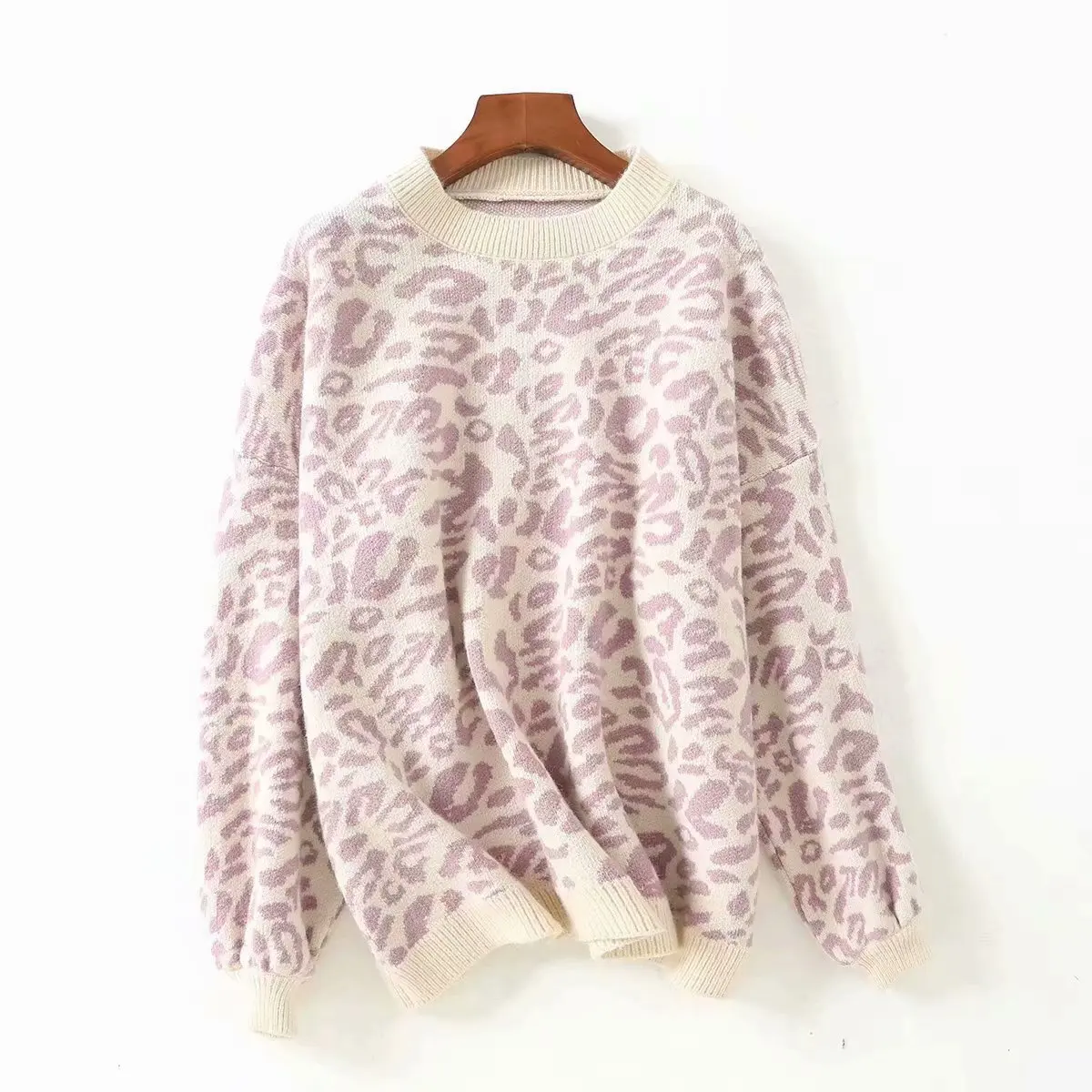 AOEMQ, модные свитера в стиле панк, 3 цвета, с рисунком коровы, с леопардовым принтом, зимние свитера с круглым вырезом, женская одежда для дня сумасшедших животных - Цвет: purple