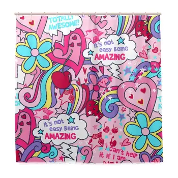 

Girls Print It's not Easy Being Amazing Shower Curtain 66x72 Inch, Home Decorative Polyester Bath Curtain with 12 Hooks