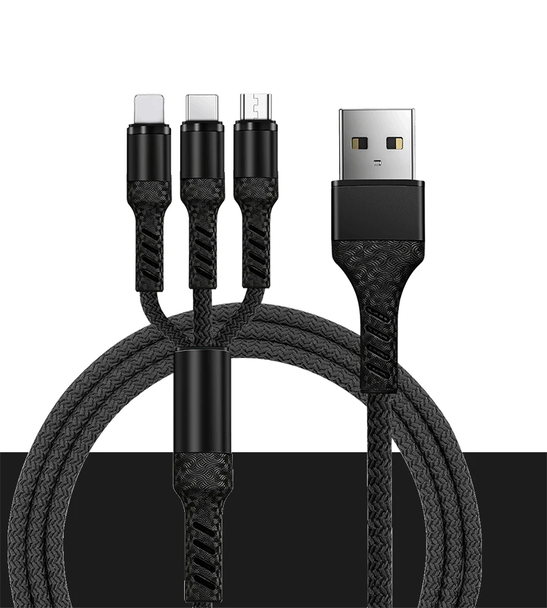 3 в 1 USB кабель для iPhone кабель для зарядки 1 м Micro usb type C для samsung Xiaomi Мобильный телефон все в одном зарядный кабель