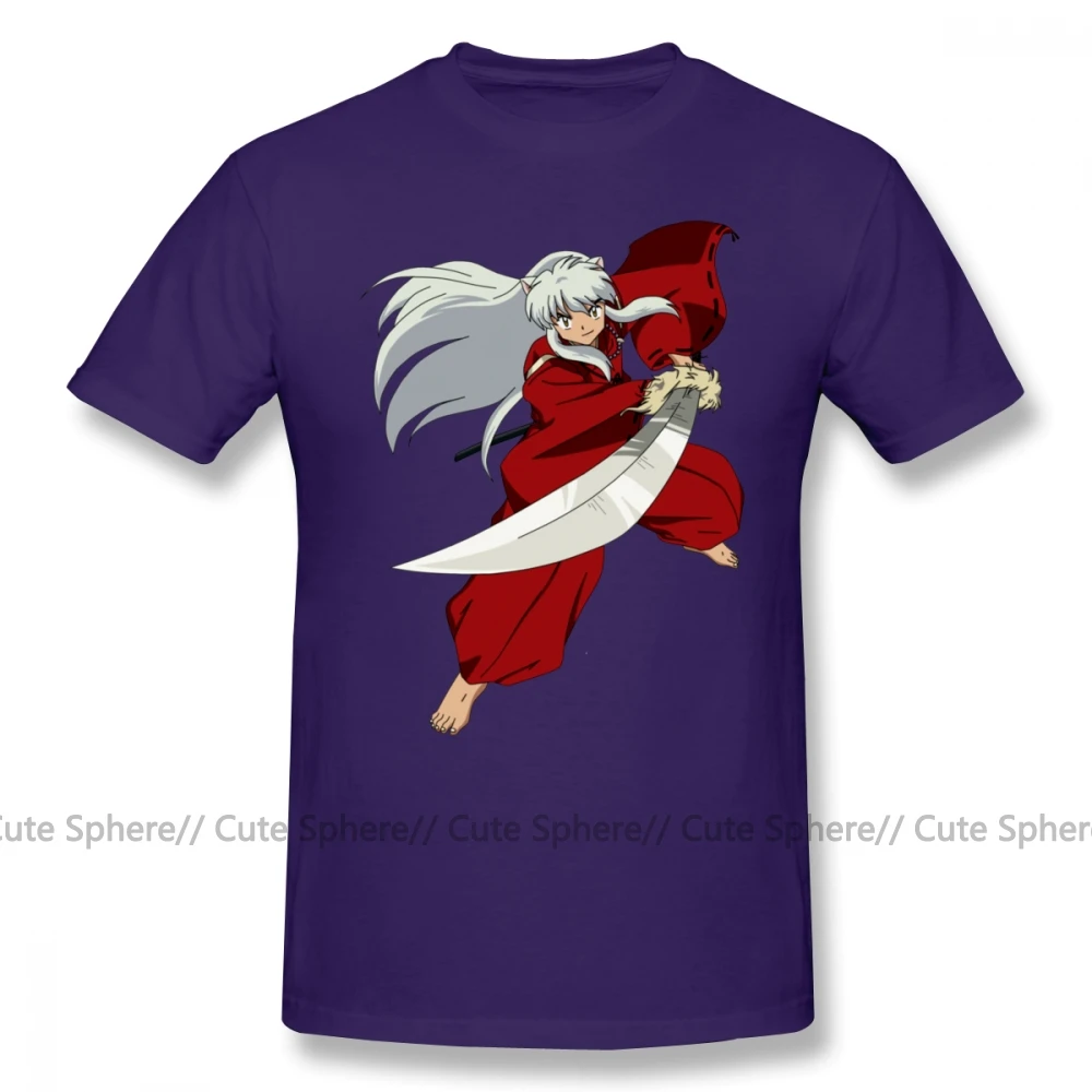 Футболка Inuyasha, футболка InuYasha, большие размеры, графическая футболка, милая Классическая Мужская хлопковая футболка с коротким рукавом - Цвет: Purple