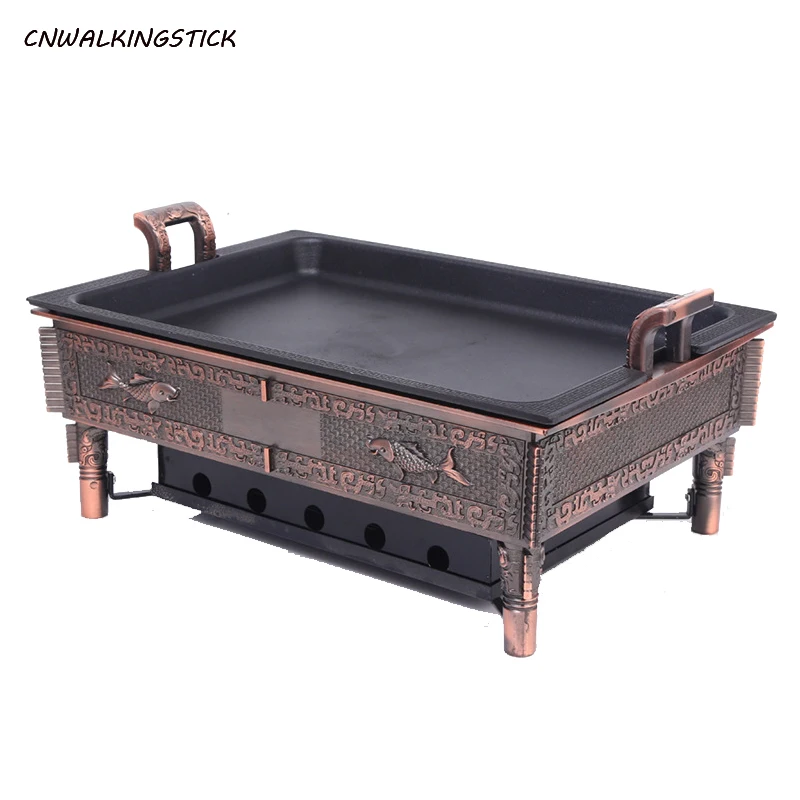 

Retro Shang And Zhou Guding Cast Aluminum Grilled Fish Stoves New Charcoal Alcohol Carbon Grills BBQ Grill Hotel Supplies Stove