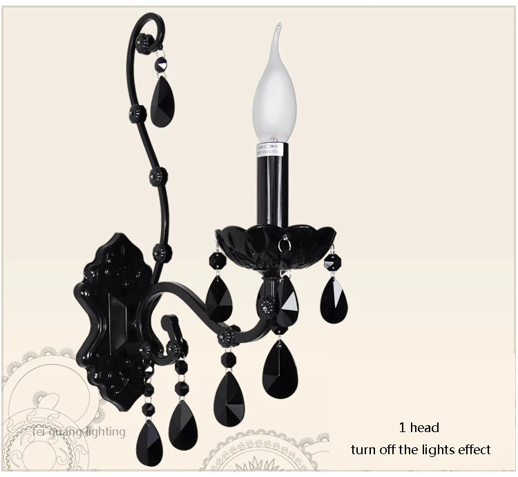 Европейский черный хрустальный настенный светильник, прикроватная лампа для спальни, современный минималистичный светильник для гостиной, лестничная лестница, ретро железная настенная лампа 110-265 в