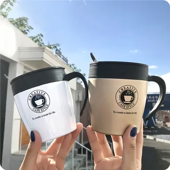

330ML Flask Thermo Water Bottle Coffee Mug Stainless Steel With Lid Vacuum Bussiness Men Tea Portable With Free Spoon For Lovers