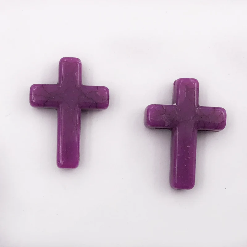 24x18x6mm 50pcs 50 шт., белый, красный, коричневый, фиолетовый крест, натуральный камень, бисер, бисер для браслета, дизайн, окрашенный, 24x18x6 мм, отверстие: 2 мм - Цвет: 24x18x6mm 50pcs