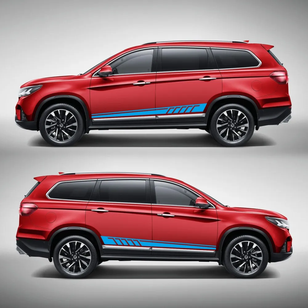 자동차 스포츠 레이싱 줄무늬 스티커, Suvs DIY 모델링 장식 바디 사이드 도어 허리 라인 비닐 데칼 도어대시 액세서리