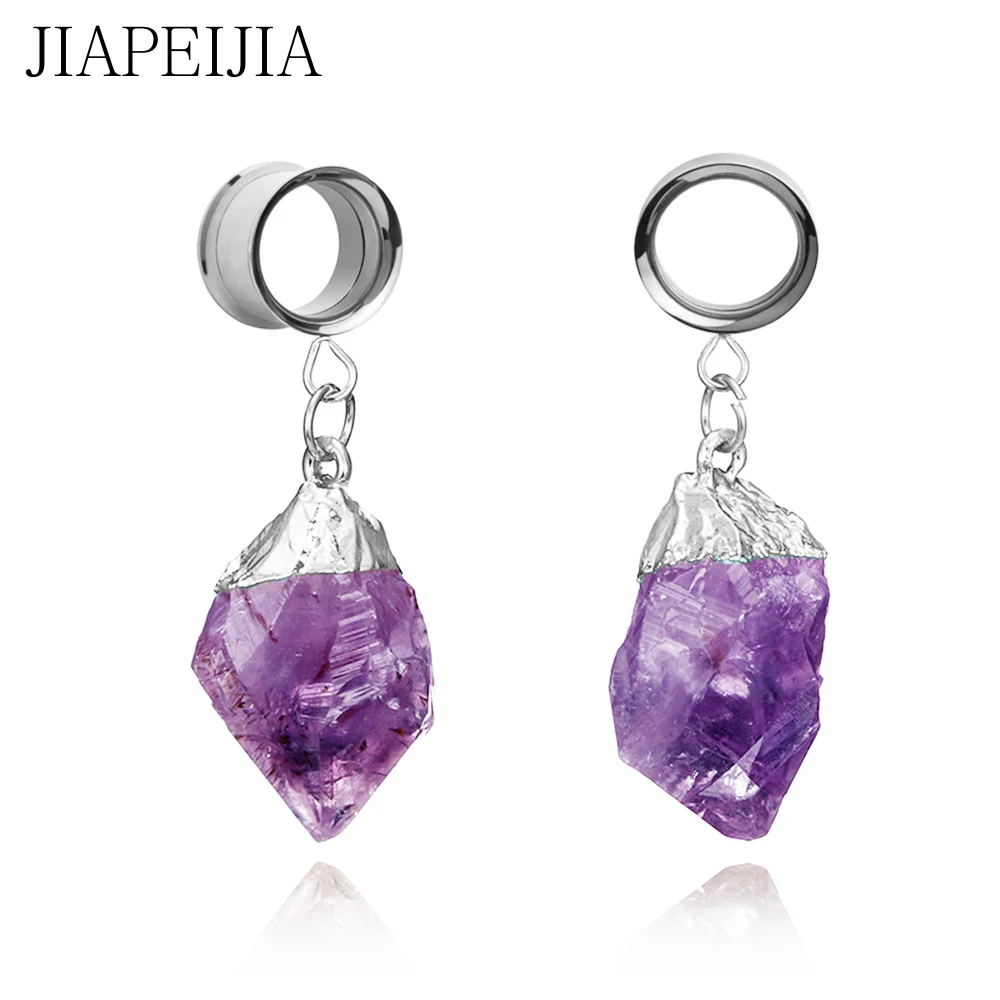 

Natural Crystal Pendant Ear Plug Tunnels and Gauges Ear Stretcher Expander Body Piercing Jewelry