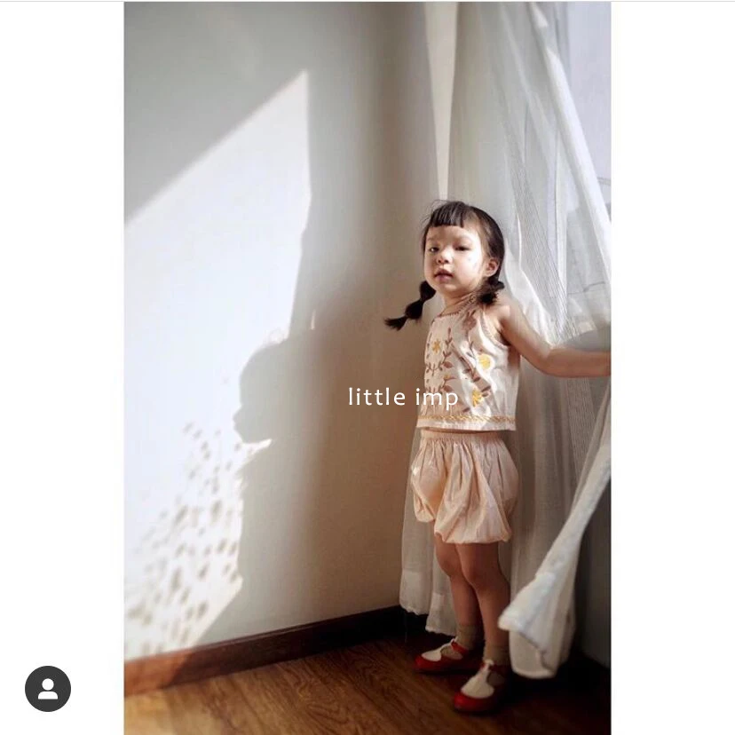 

Spot Baby Girl Clothes 2020 SS New Short-sleeved Girls Vacation Pink Embroidery Set Cotton Vest T-shirt Child Girl Clothes