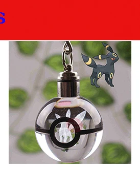 Mew Pokemon гравировка круглый кристалл с черной линией хорошая мода 50 мм 80 мм мяч брелок с светодиодный
