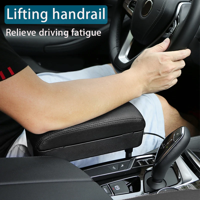 Billige Auto Armlehne Auto Sitz Organizer Lagerung Box mit Drahtlose Lade Lagerung Tasche Auto Innen Zubehör Arm Rest Geschenk USB Linie