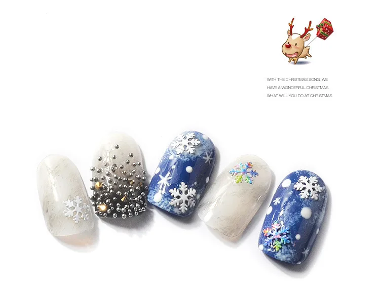 Рождественские снежинки, блестки для ногтей, золотые, белые, рождественские блестки, ломтики, 3D кончики для ногтей, УФ Гель-лак, кончики для ногтей, украшения для ногтей