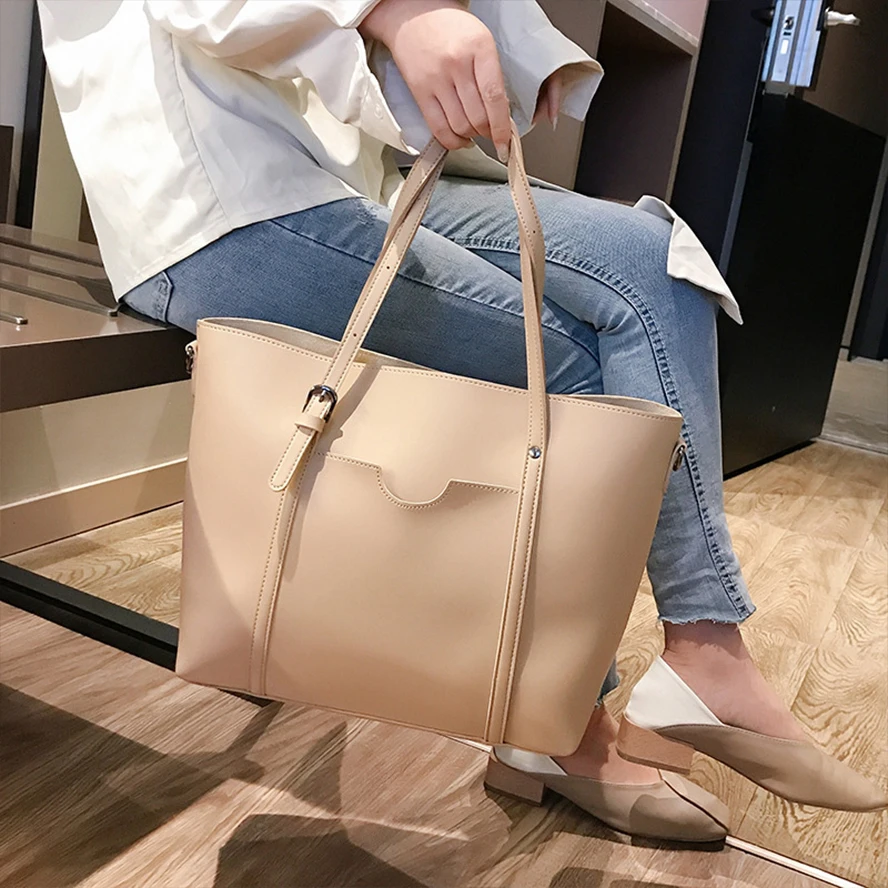 

Vintage Large Capacity Women's Tote Casual Women's Shoulder Bag Solid Ladies Crossbody Bags High Quality Pu 2020 Women's Bag