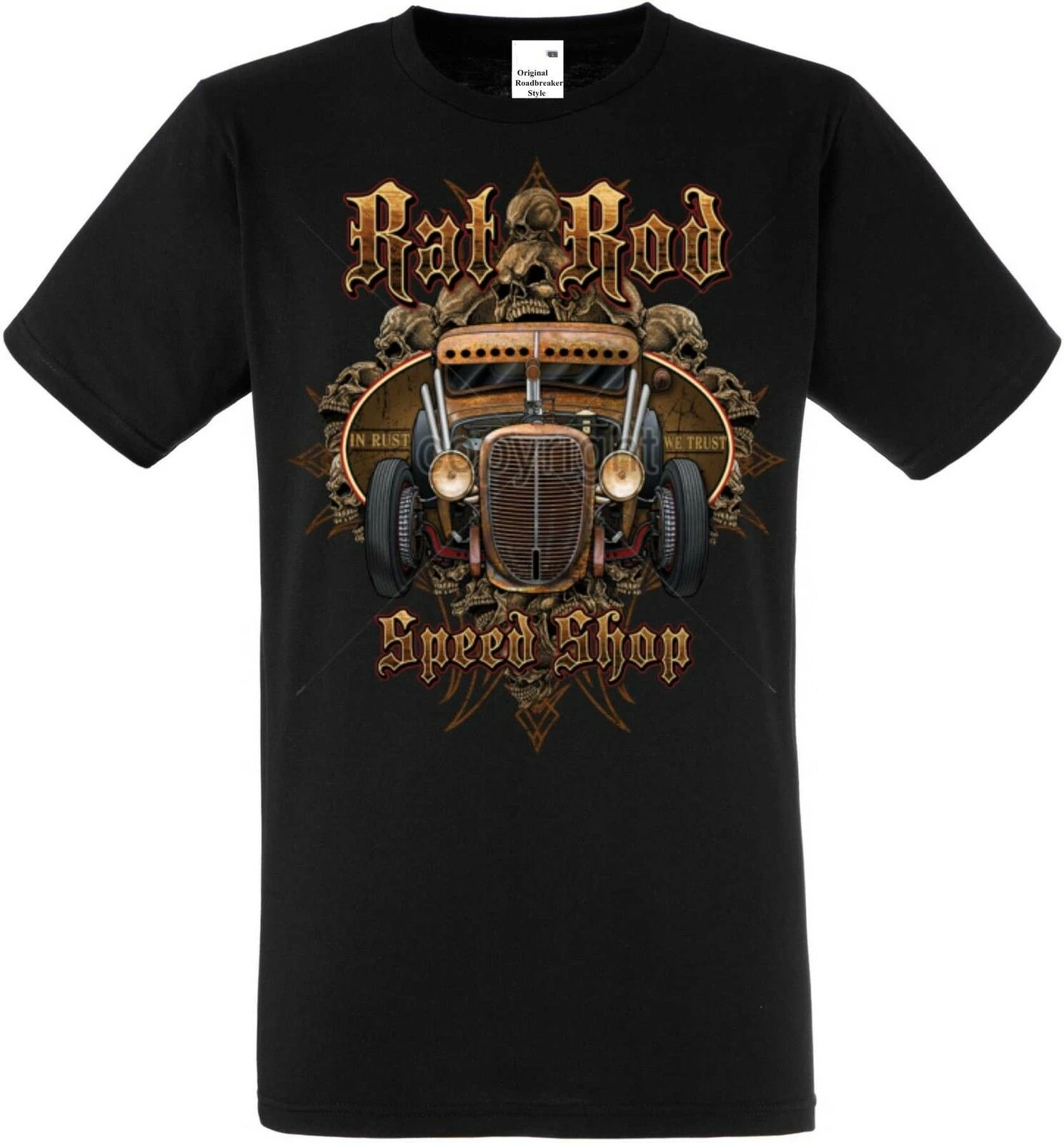 

T-Shirt In Black With A Hot Rod Us Car - &Amp' 50 Stylemotiv Rat Rod Speed Shop