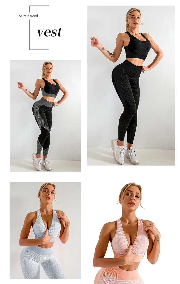 2/3Pcs Seamless Yoga Set Gym Fitness Clothing Women Yoga Suit Sportswear Female Workout Leggings Top Sport Clothes Training Suit