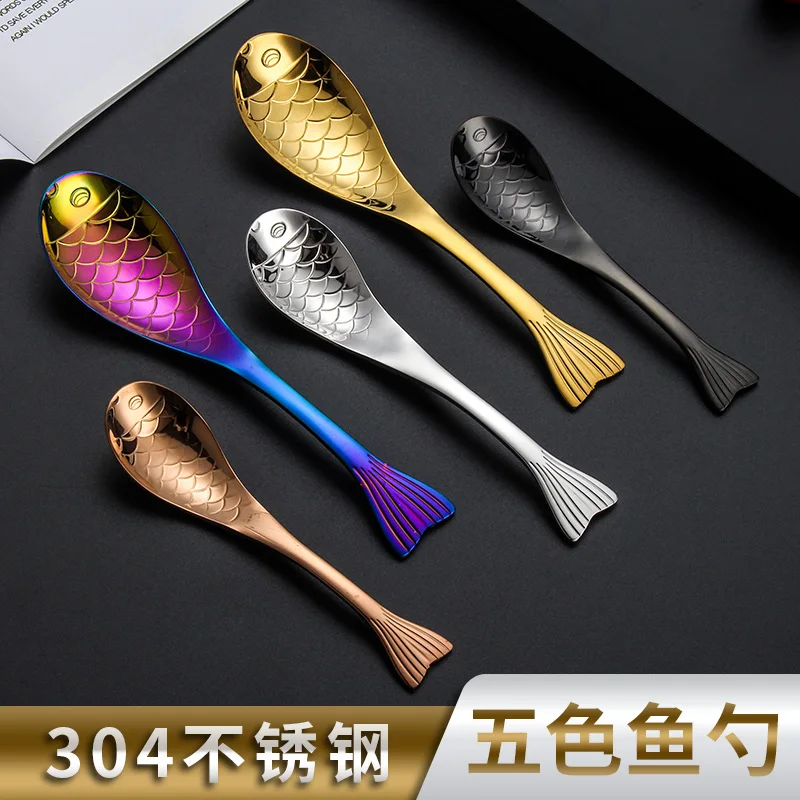

304 Stainless steel spoon mini dessert coffee honey cooking spoons small korean children gold soup spoon set kitchen accessories
