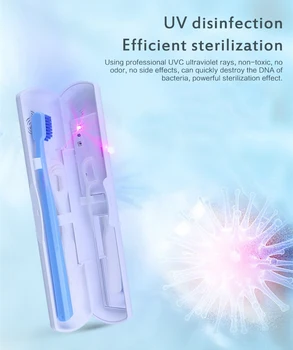 

1PCS New 3.7 V Portable Chargeable Travel Home Toothbrush Box UV Solar Sterilization Sterilizer Box 99.9% Disinfection Rate