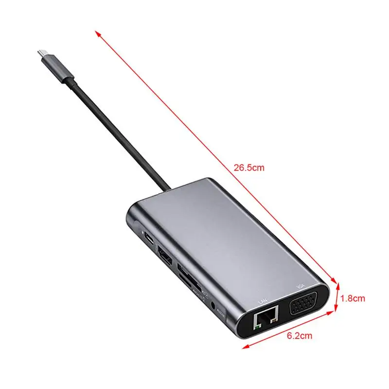10 IN 1 Multiport: 4K HDMI, VGA, 3 USB 3.0, SD Cards, 3.5mm audio ...