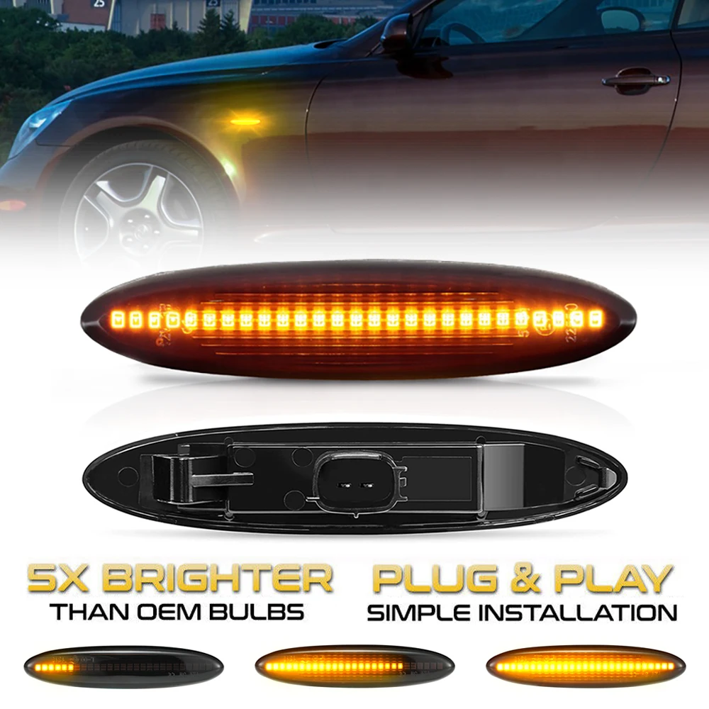 

2PCS Led Dynamic Side Marker Turn Signal Light For Lexus IS 250 350 300 220d / GS 350 300 450h 430 / SC 430 / ES 350 2005-2013