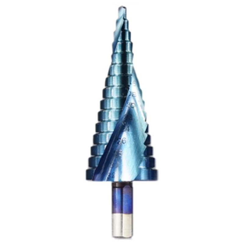 

HHO-4-32Mm Hss Nano Blue Coated Step Drill Bit Drilling Power Tools Metal High Speed Steel Wood Hole Cutter Step Cone Drill
