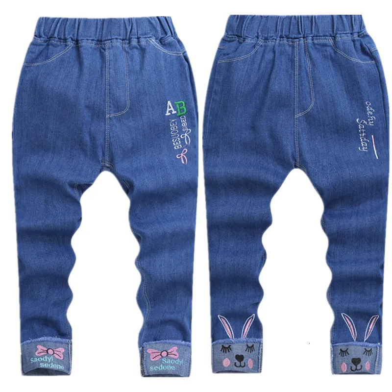 

2019 Autumn 2-8t New Girls Jeans Girl's Pants Children Trousers Middle Waist Skinny All-match Denim Long Pants