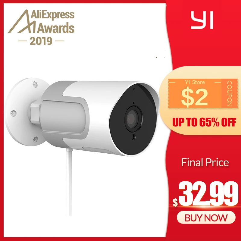 Baratos YI loT Cámara al aire libre 1080p inalámbrica resistente a la intemperie IP Cam visión nocturna cámara de vigilancia sistema YI nube disponible