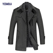 

YESMOLA Men Wool Coat 2021 Winter New Fashion Casual Brand Solid Color Warm Wool Blends Woolen Coat Male Trench Coat Overcoat