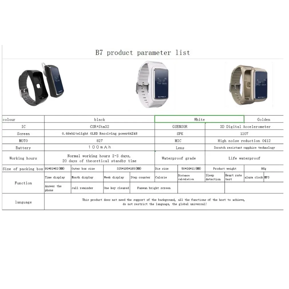 Смарт часы B7 Bluetooth браслет Talkband монитор сердечного ритма спорт здоровье Smartband с