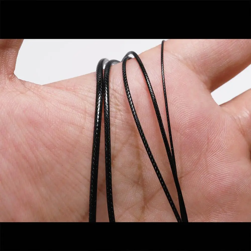 Black waxed cotton cord 1mm - Jewelry making string supplies