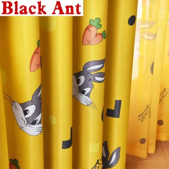 

Modern Cartoon Rabbit Pattern Semi-Blackout Curtain Fabric for Kids Baby Bedroom Window Drapes Tulle Custom Made Cortinas X672F