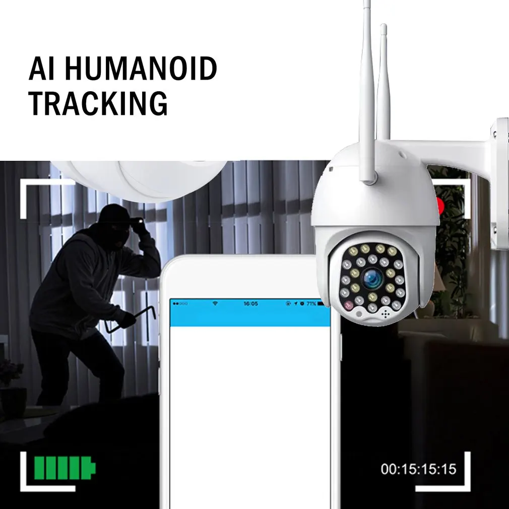  23 Led Sound And Light Alarm Automatic Tracking Wireless Wifi Camera Hd Ptz Home 1080 Outdoor Dual  - 4000163954008