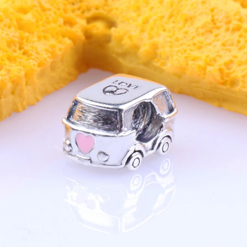 

Free Shipping Authentic 925 Sterling Silver Bus Beads Camper Van Car Charms Fit Original Pandora Bracelet For Women DIY Jewelry