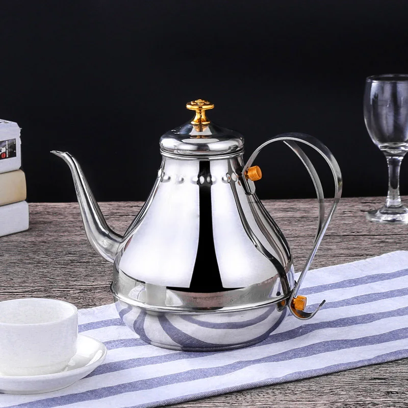 1.8L/1.2L Stainless Steel Teapot Golden Silver Pot With Filter Palace Tea Kettle Long Mouth Water Kettle tea kettle