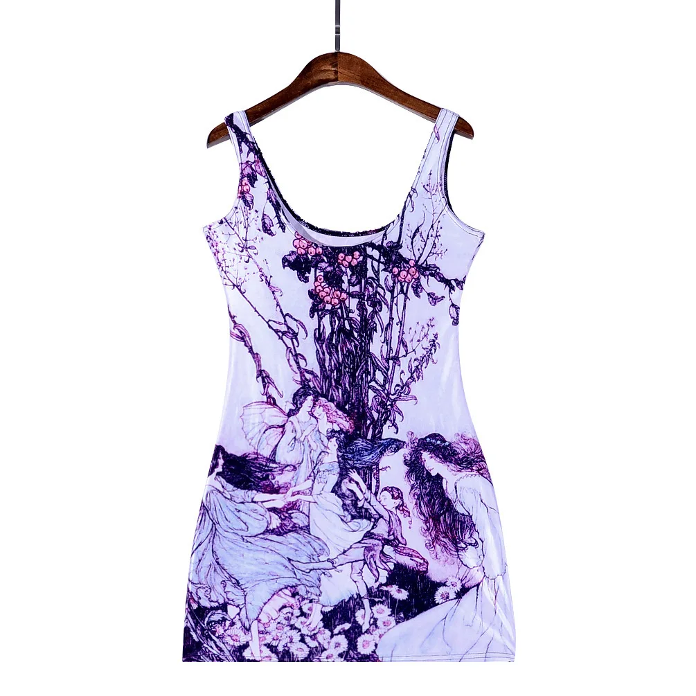 

Europe And America Ink Flower Digital Printing Vest Skirt Floral Printed Dress