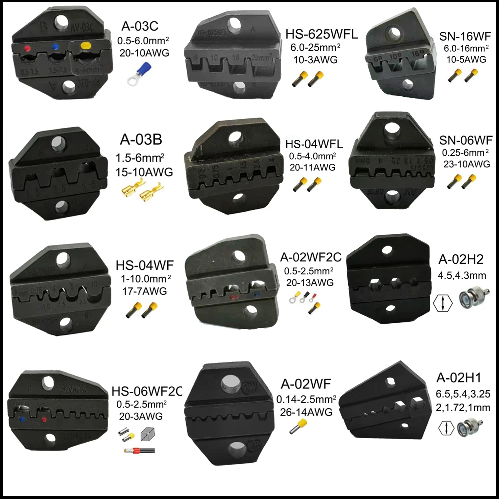 HS/SN serie alicates 190/230mm de corte de alambre de mandíbulas A-03C/03B HS-04WF A-02H1/02H2 alicate de crimpar con trinquete de estilo europeo
