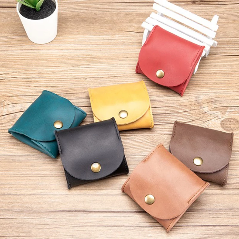 Coin Purse Key-Holder Money-Change Vintage Small Mini Zipper Retro 1PCS Men Cowhide Mens