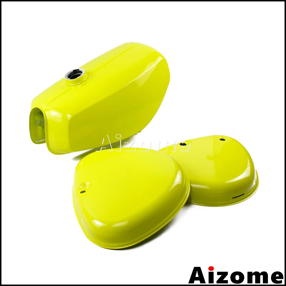 Fluorescence Yellow Retro Motorcycle Fuel Tank For Simson S50 S51 S70 S 50 S 51 S 70 Fuel Oil Tank 200200 w/ Side Covers Green Orange Blue Yellow - Цвет: Fluorescence Yellow