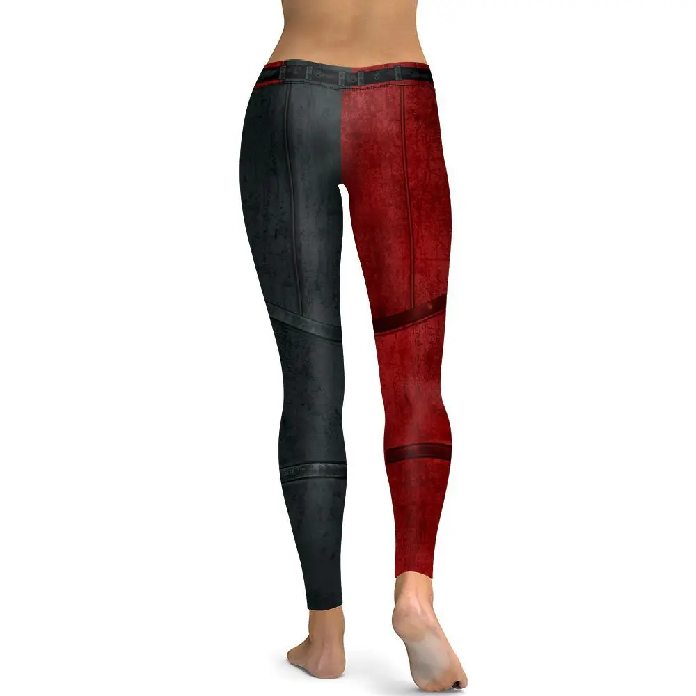 Black Red workout legging fitness exercise leggings (3)