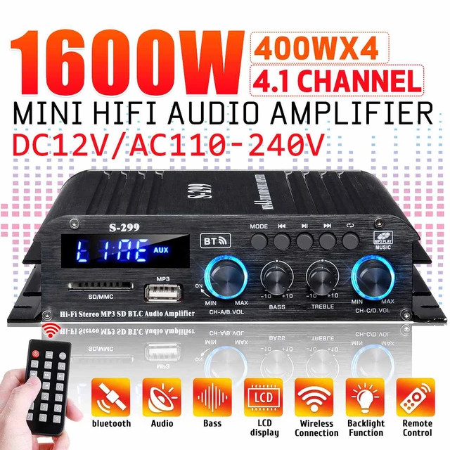 Amplificador Digital de Audio para el hogar, dispositivo de Audio de graves  de 1000W, con Bluetooth, Hifi, FM, USB, SD, LED, para altavoces Subwoofer  de 110V y 220V - AliExpress