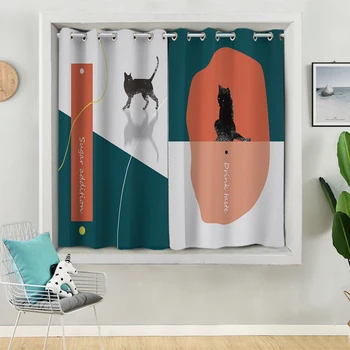 

Print short curtain Nordic style short curtain living room bedroom kitchen bay curtain short curtain shading curtain decoration