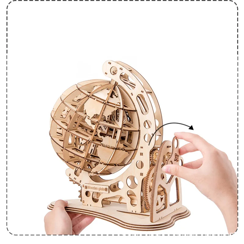Деревянный глобус головоломка 3D DIY механический привод модель Трансмиссия вращающиеся головоломки для сборки украшения дома и офиса