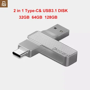 

Youpin Jesis 2-in-1 USB 3.1 To Type-C Dual Interface U-Disk Flash Drive 360 Rotation Memory Disk 120MB/S 32G 64G 128G