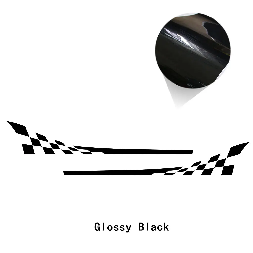 glossy black 2 шт., наклейка с полосками на дверь, шахматная доска, клетчатый флаг, наклейка на тело для MINI Cooper Countryman R60 2010-, аксессуары - Название цвета: glossy black